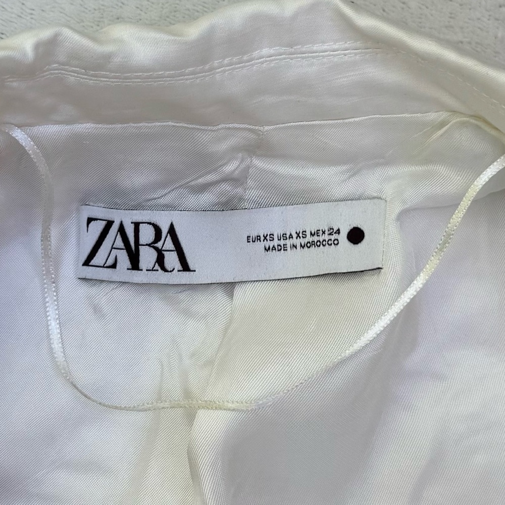 Zara NWOT Ivory Linen and Viscose Women’s Tailored Blazer Oversized size XS - Picture 13 of 16